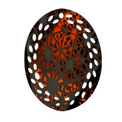 Abstract Lighted Wallpaper Of A Metal Starburst Grid With Orange Back Lighting Oval Filigree Ornament (two Sides) by Nexatart