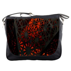 Abstract Lighted Wallpaper Of A Metal Starburst Grid With Orange Back Lighting Messenger Bags by Nexatart