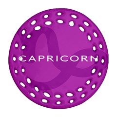 Zodiac Capricorn Purple Round Filigree Ornament (Two Sides)