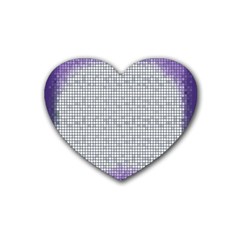 Purple Square Frame With Mosaic Pattern Rubber Coaster (heart)  by Nexatart