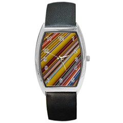 Colourful Lines Barrel Style Metal Watch by Nexatart