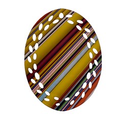 Colourful Lines Oval Filigree Ornament (two Sides) by Nexatart