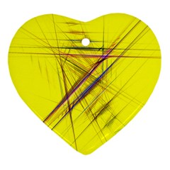 Fractal Color Parallel Lines On Gold Background Heart Ornament (two Sides) by Nexatart