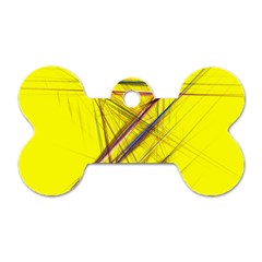 Fractal Color Parallel Lines On Gold Background Dog Tag Bone (two Sides) by Nexatart
