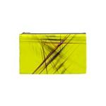 Fractal Color Parallel Lines On Gold Background Cosmetic Bag (Small)  Front