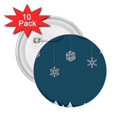 Blue Snowflakes Christmas Trees 2 25  Buttons (10 Pack) 