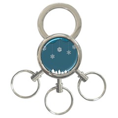 Blue Snowflakes Christmas Trees 3-ring Key Chains