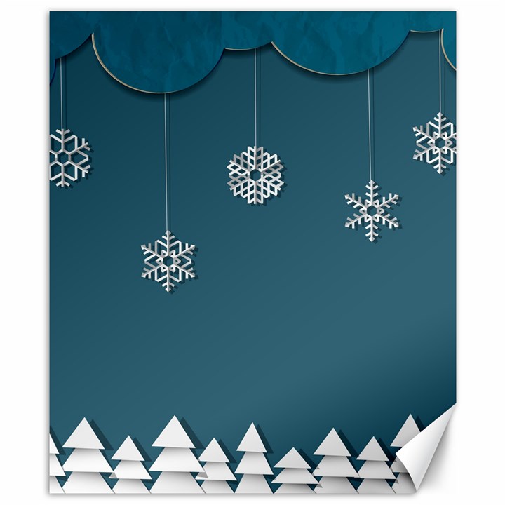 Blue Snowflakes Christmas Trees Canvas 8  x 10 