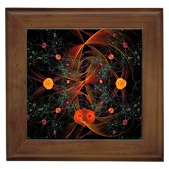 Fractal Wallpaper With Dancing Planets On Black Background Framed Tiles by Nexatart