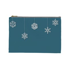 Blue Snowflakes Christmas Trees Cosmetic Bag (large) 
