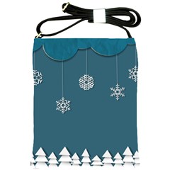 Blue Snowflakes Christmas Trees Shoulder Sling Bags by Mariart