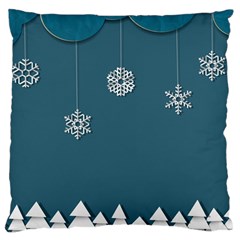 Blue Snowflakes Christmas Trees Large Cushion Case (two Sides)