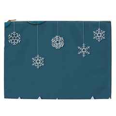 Blue Snowflakes Christmas Trees Cosmetic Bag (xxl) 