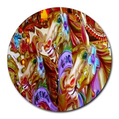 3 Carousel Ride Horses Round Mousepads by Nexatart