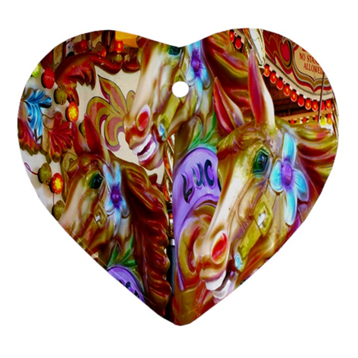 3 Carousel Ride Horses Heart Ornament (Two Sides)