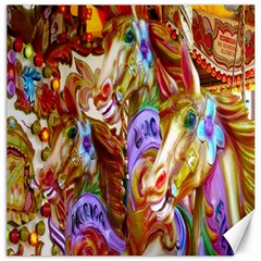 3 Carousel Ride Horses Canvas 12  X 12   by Nexatart