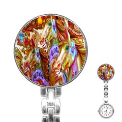 3 Carousel Ride Horses Stainless Steel Nurses Watch by Nexatart