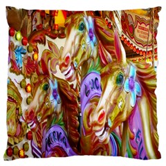 3 Carousel Ride Horses Large Flano Cushion Case (one Side) by Nexatart