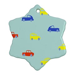 Car Yellow Blue Orange Snowflake Ornament (two Sides) by Mariart