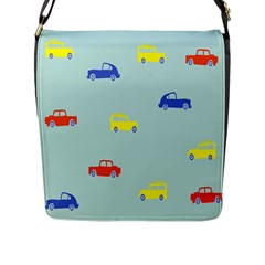 Car Yellow Blue Orange Flap Messenger Bag (l) 