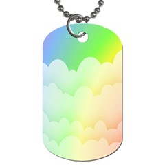 Cloud Blue Sky Rainbow Pink Yellow Green Red White Wave Dog Tag (two Sides)