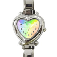 Cloud Blue Sky Rainbow Pink Yellow Green Red White Wave Heart Italian Charm Watch by Mariart