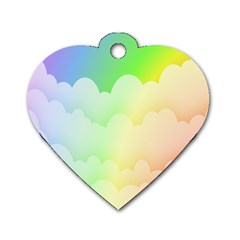 Cloud Blue Sky Rainbow Pink Yellow Green Red White Wave Dog Tag Heart (one Side) by Mariart