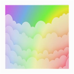 Cloud Blue Sky Rainbow Pink Yellow Green Red White Wave Medium Glasses Cloth (2-side) by Mariart