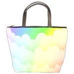Cloud Blue Sky Rainbow Pink Yellow Green Red White Wave Bucket Bags Front