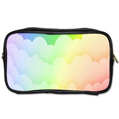 Cloud Blue Sky Rainbow Pink Yellow Green Red White Wave Toiletries Bags by Mariart