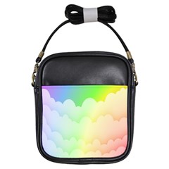 Cloud Blue Sky Rainbow Pink Yellow Green Red White Wave Girls Sling Bags