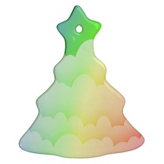 Cloud Blue Sky Rainbow Pink Yellow Green Red White Wave Christmas Tree Ornament (two Sides) by Mariart