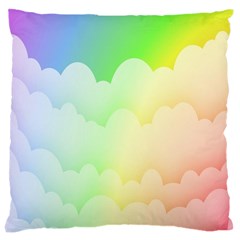 Cloud Blue Sky Rainbow Pink Yellow Green Red White Wave Large Cushion Case (one Side)