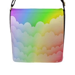 Cloud Blue Sky Rainbow Pink Yellow Green Red White Wave Flap Messenger Bag (l) 