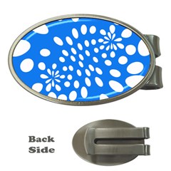 Circles Polka Dot Blue White Money Clips (oval) 