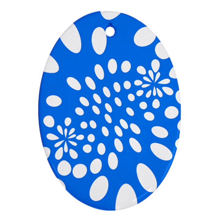 Circles Polka Dot Blue White Oval Ornament (Two Sides)