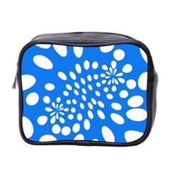 Circles Polka Dot Blue White Mini Toiletries Bag 2-side by Mariart