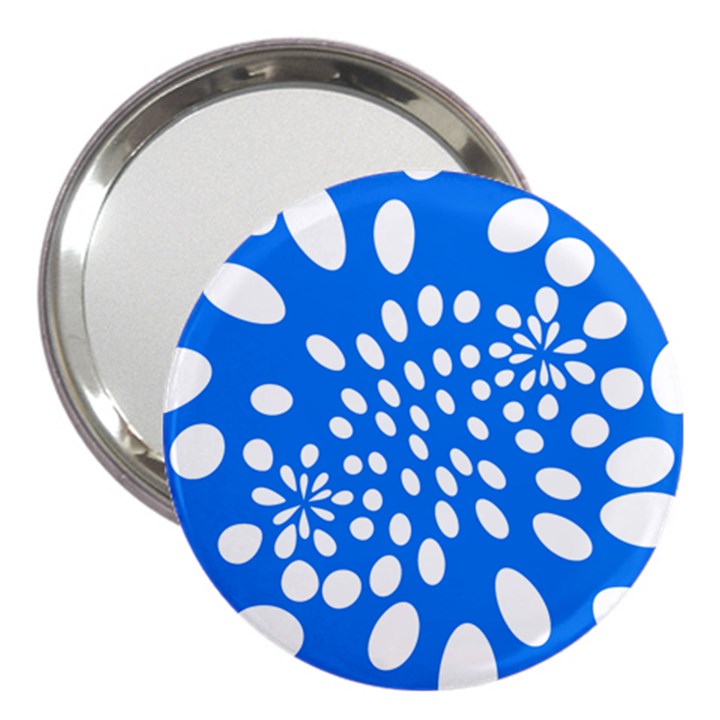 Circles Polka Dot Blue White 3  Handbag Mirrors