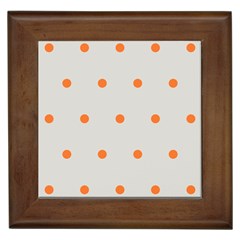 Diamond Polka Dot Grey Orange Circle Spot Framed Tiles by Mariart