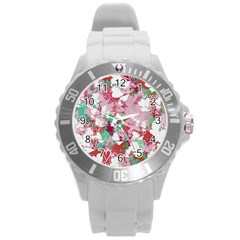 Confetti Hearts Digital Love Heart Background Pattern Round Plastic Sport Watch (l) by Nexatart