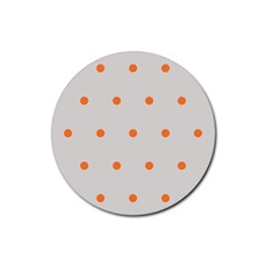 Diamond Polka Dot Grey Orange Circle Spot Rubber Round Coaster (4 Pack) 