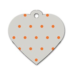 Diamond Polka Dot Grey Orange Circle Spot Dog Tag Heart (two Sides)