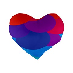 Circles Colorful Balloon Circle Purple Blue Red Orange Standard 16  Premium Flano Heart Shape Cushions