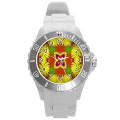 Digital Color Ornament Round Plastic Sport Watch (l) by Nexatart