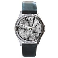 Trees Without Leaves Round Metal Watch by Nexatart