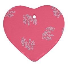 Branch Berries Seamless Red Grey Pink Ornament (heart)