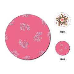 Branch Berries Seamless Red Grey Pink Playing Cards (round)  by Mariart