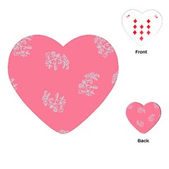 Branch Berries Seamless Red Grey Pink Playing Cards (heart)  by Mariart