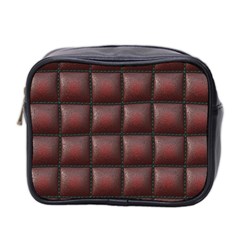 Red Cell Leather Retro Car Seat Textures Mini Toiletries Bag 2-side by Nexatart