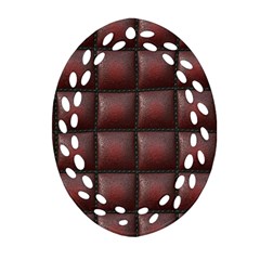 Red Cell Leather Retro Car Seat Textures Oval Filigree Ornament (two Sides) by Nexatart